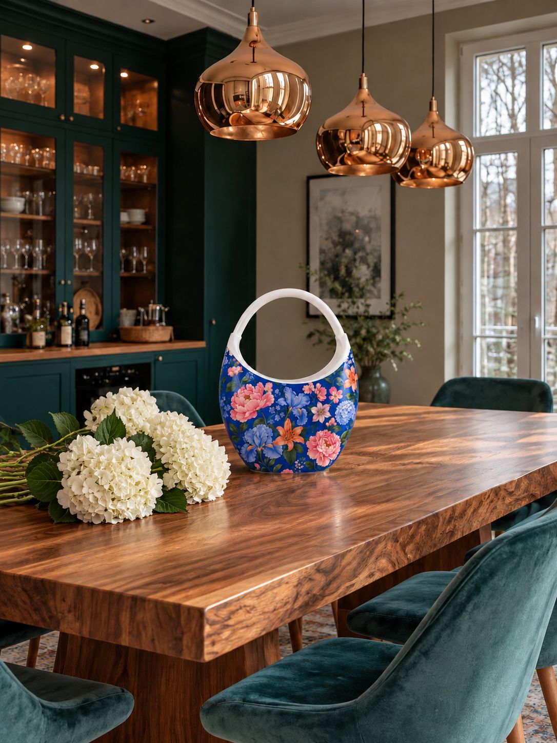 Bag vase on a dining table
